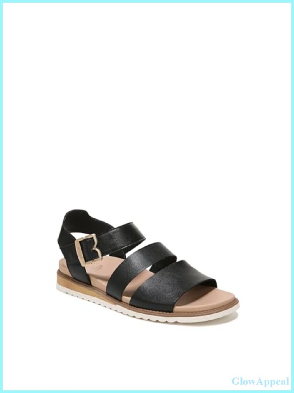 Womens Faux Leather Strappy Buckle Footbed Sandal Lightweight Comfort